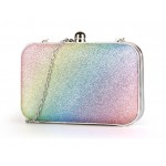 Rainbow Pastel Bling Bling Glitter Rectangluar Evening Clutch Purse Jewelry Box